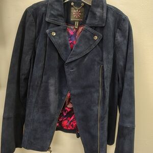 Isaac Mizrahi Dark Blue Suede Men's Jacket
